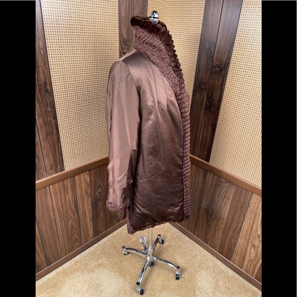 Dworkin Furs Brown Persian Lamb & Sheared Beaver Trim Fur Coat Jacket Small - Picture 8 of 12